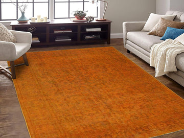 handmade Vintage Orange Green Hand Knotted RECTANGLE 100% WOOL area rug 8x11